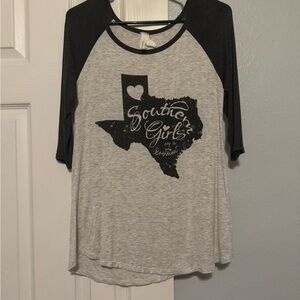 Gray and Black Raglan Sleeve Women's Top